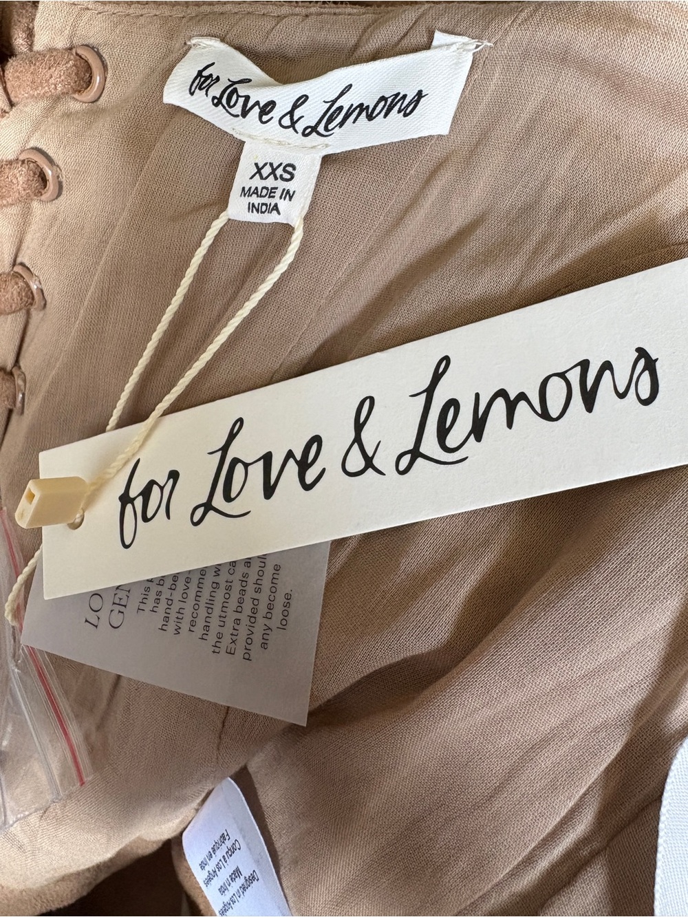 $259 NWT For Love & Lemons Rose Beaded Floral Bustier in Light Brown Sz XXS - Picture 13 of 13